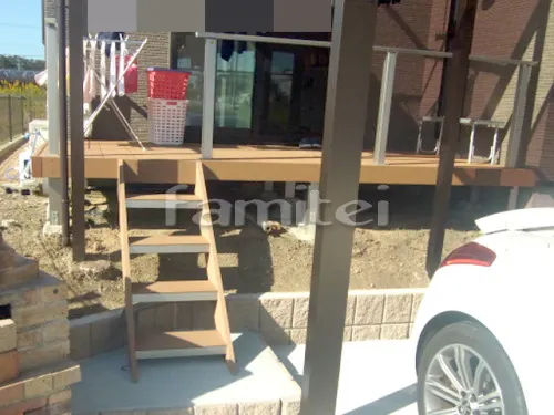 加東市 リフォーム外構工事 玄関ポーチ手すり カーポート 土間コンクリート 境界フェンス ウッドデッキ テラス屋根