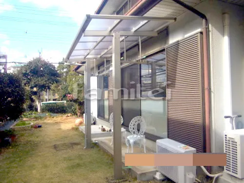 神戸市垂水区 エクステリア工事 テラス屋根 YKKAP 独立式エフルージュグランZERO(カバー無) 1階用 F型フラット屋根 物干し