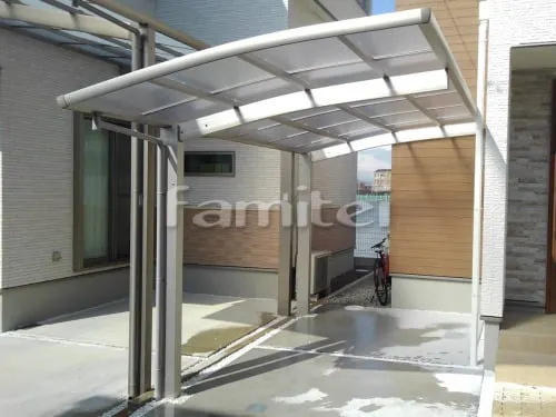 松原市 エクステリア工事 カーポート プライスポート 1台用(単棟) R型アール屋根 ベランダ屋根 レギュラーテラス屋根 2階用 R型アール屋根 物干し