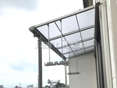 岩出市 エクステリア工事 カーポート LIXILリクシル ネスカR 横2台用(ワイド ツイン) R型アール屋根 洗濯干し屋根 LIXILリクシル スピーネ 1階用 F型フラット屋根 物干し