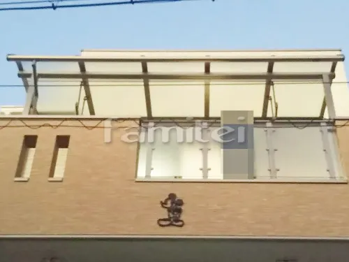 大阪市阿倍野区 エクステリア工事 ベランダ屋根 LIXILリクシル パワーアルファ 3階用 積雪30cm対応 R型アール屋根 物干し