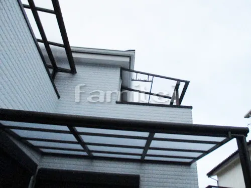 川西市 エクステリア工事 雨除け屋根 LIXILリクシル スピーネ 1階用 F型フラット屋根