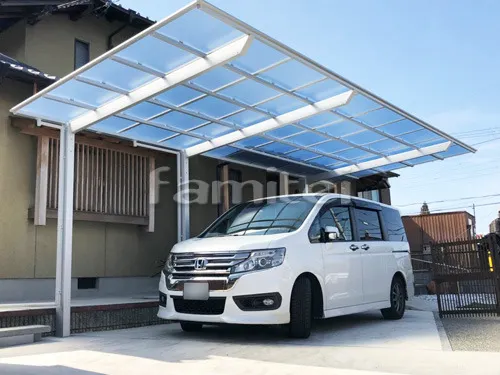 木津川市 エクステリア工事 カーポート LIXILリクシル ネスカF レイナポートグラン 雨除け屋根 YKKAP ソラリアテラス屋根