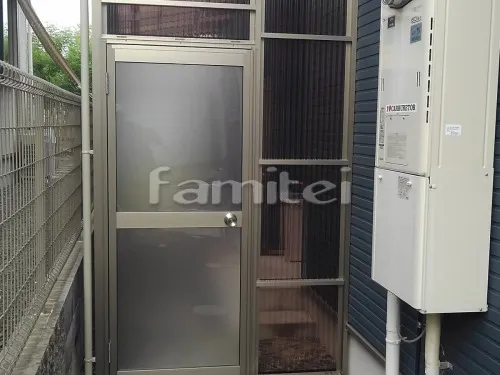 平群町 エクステリア工事 カーポート LIXILリクシル カーポートSC 1台用(単棟) F型フラット屋根 アルミ板屋根 雨除け屋根 三協アルミ 木製調 シャルレ 1階用 F型フラット屋根 ストックヤード 三協アルミ オイトック 波板タイプ 1階用 F型フラット屋根 多目的収納スペース ドア付き