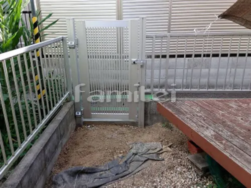 野洲市 エクステリア工事 勝手口門扉 三協 ニューカムフィ2型 12-07 片開き