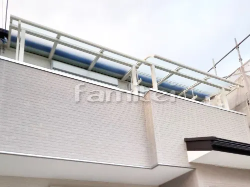 池田市 エクステリア工事 ベランダ屋根 LIXILリクシル スピーネ 2階用 R型アール屋根 物干し