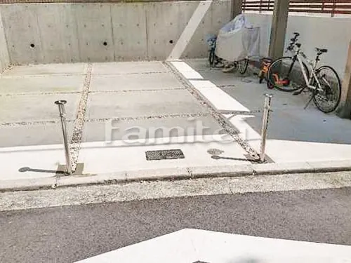 ベランダ屋根 LIXILリクシル テラスSC1階用 F型フラット屋根 スタイルシェード 天然木ウッドデッキ ウリン 車止めポール LIXILリクシル スペースガードF48型 バリカー