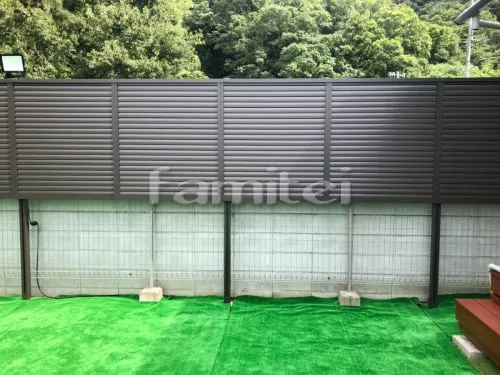 大東市 リフォーム外構 カーポート 四国化成 マイポートNeet 後柱仕様 横2台用(ワイド ツイン) F型フラット屋根 目隠しフェンス