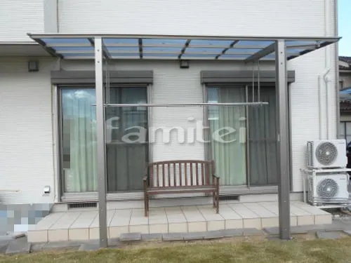 伊丹市 エクステリア工事 雨除け屋根 LIXILリクシル 独立式フーゴFテラス 1階用 F型フラット屋根 物干し