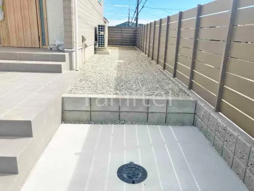 川西市 新築シンプル セミクローズ外構