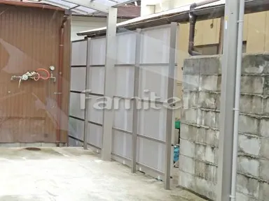 施工例 カーポート YKKレイナポート横2台 目隠しフェンス塀 波板パネル