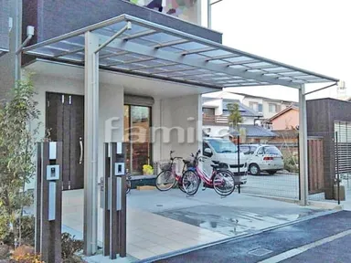 施工例 雨除け屋根 YKKエフルージュ大型テラス1階 ベランダ屋根 ヴェクター2階