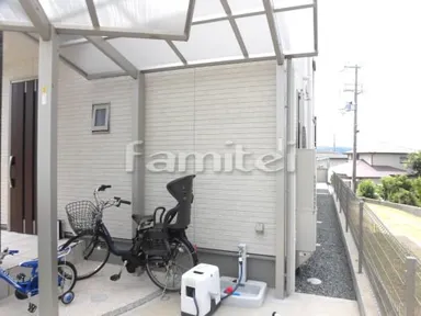 施工例 自転車バイク屋根 プライスポート デッキ延長