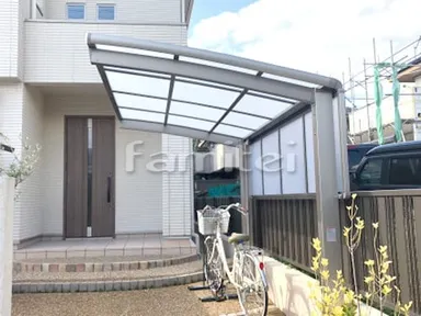 施工例 自転車バイク屋根 LIXILネスカR 目隠しパネル