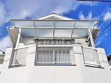 施工例 ベランダ屋根 YKKヴェクター2階
