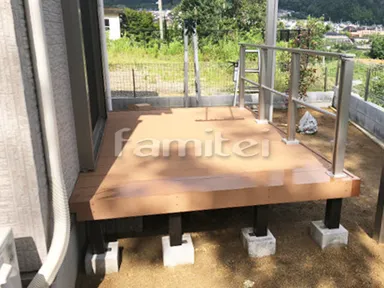 施工例 雨除け屋根 レギュラーテラス1階 人工木ウッドデッキ 