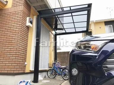 施工例 自転車バイク屋根 三協ニューマイリッシュ逆勾配