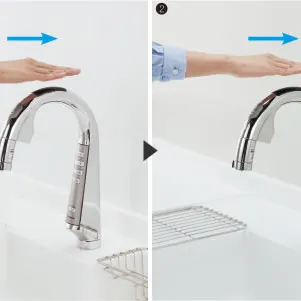 システムキッチン：スリムセンサー水栓