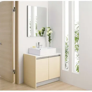 設置したい場所の間口にピッタリ、奥行コンパクトな洗面台