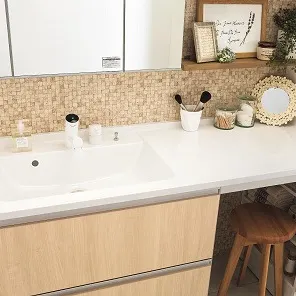 【施行例】パナソニック洗面台「シーライン」。ツインライン照明が人気☆