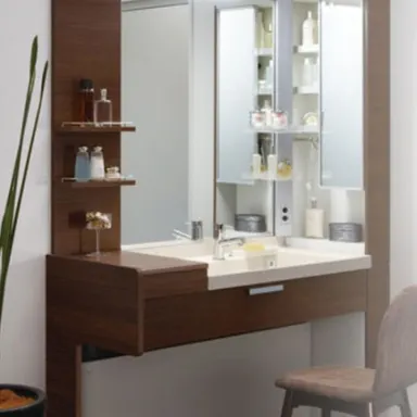 洗面化粧台でメイクができるリクシル【ミズリア】