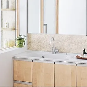 パナソニックの薄型洗面台だと1坪でもゆったりすごせます☆