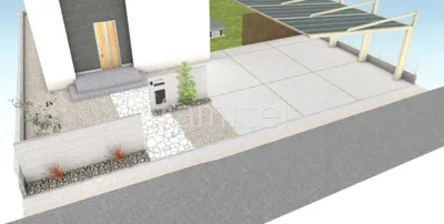 門柱 アプローチ 車庫まわり