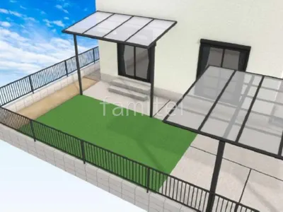 お庭 人工芝 テラス屋根