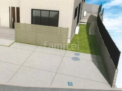 お庭　人工芝　目隠しフェンス
