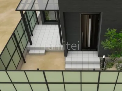 採光フェンス　タイルデッキ　テラス屋根