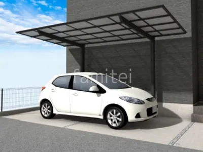 土間コンクリートとカーポートですっきりとした新築ベーシック オープン外構