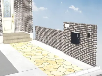 レンガ積の門柱が温かみのある外構リフォーム