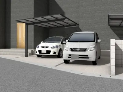 カーポートとテラス屋根で雨を防ぐ新築ベーシック オープン外構