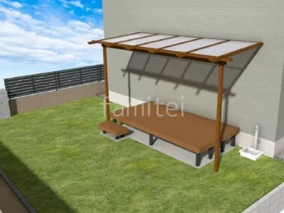 ウッドデッキ 1階用テラス屋根 人工芝 目隠しフェンス