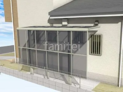 前面パネル付きテラス屋根で雨風を防ぐ外構リフォーム