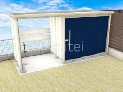 物置兼自転車置き場が便利な車庫まわりリフォーム工事