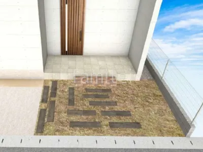 アプローチ　天然芝　枕木