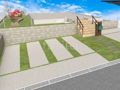 天然芝と家庭菜園スペースで緑を楽しむ新築ナチュラル オープン外構