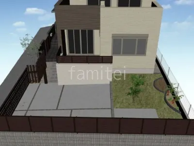 人工芝　花壇　シンボルツリー