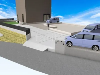 土間コンクリートと人工芝でスタンダードな新築ベーシック セミクローズ外構