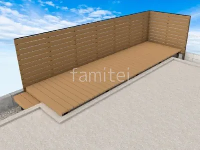 ウッドデッキ　独立ステップ　目隠しフェンス