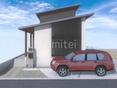 石材を使用した門柱が個性的な新築和モダン オープン外構