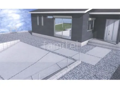 土間コンクリート　砂利敷き