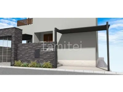 タイル門柱　独立式テラス屋根