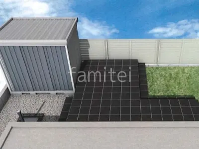 タイルデッキ　物置