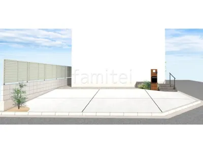 木調のフェンスと門柱が温かみのある新築ベーシック セミクローズ外構