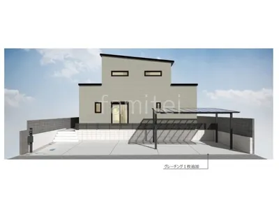 カーポートと機能門柱でオーソドックスな新築ベーシック オープン外構