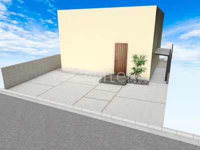 土間コンクリートでコスト重視の新築ベーシック オープン外構