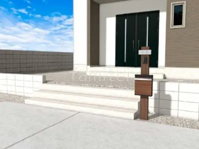 土間コンクリート　伸縮目地　角柱門柱