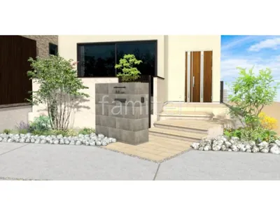 広々としたウッドデッキが魅力的な新築ハイクラス オープン外構